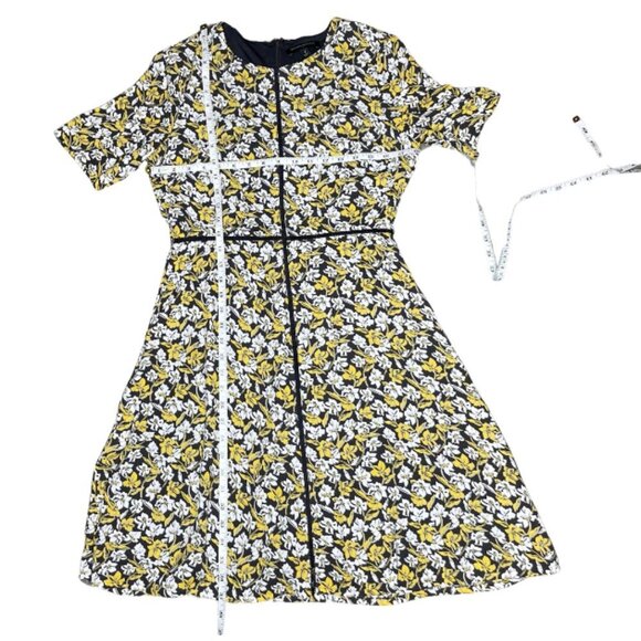 Banana Republic Women's Floral Print Fit & Flare Zipper Back Dress Work Office 4 - Picture 6 of 6
